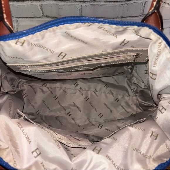 HEXAGONA PARIS POP Shoulder Tote Bag Cowhide Leather and Nylon - Picture 10 of 15